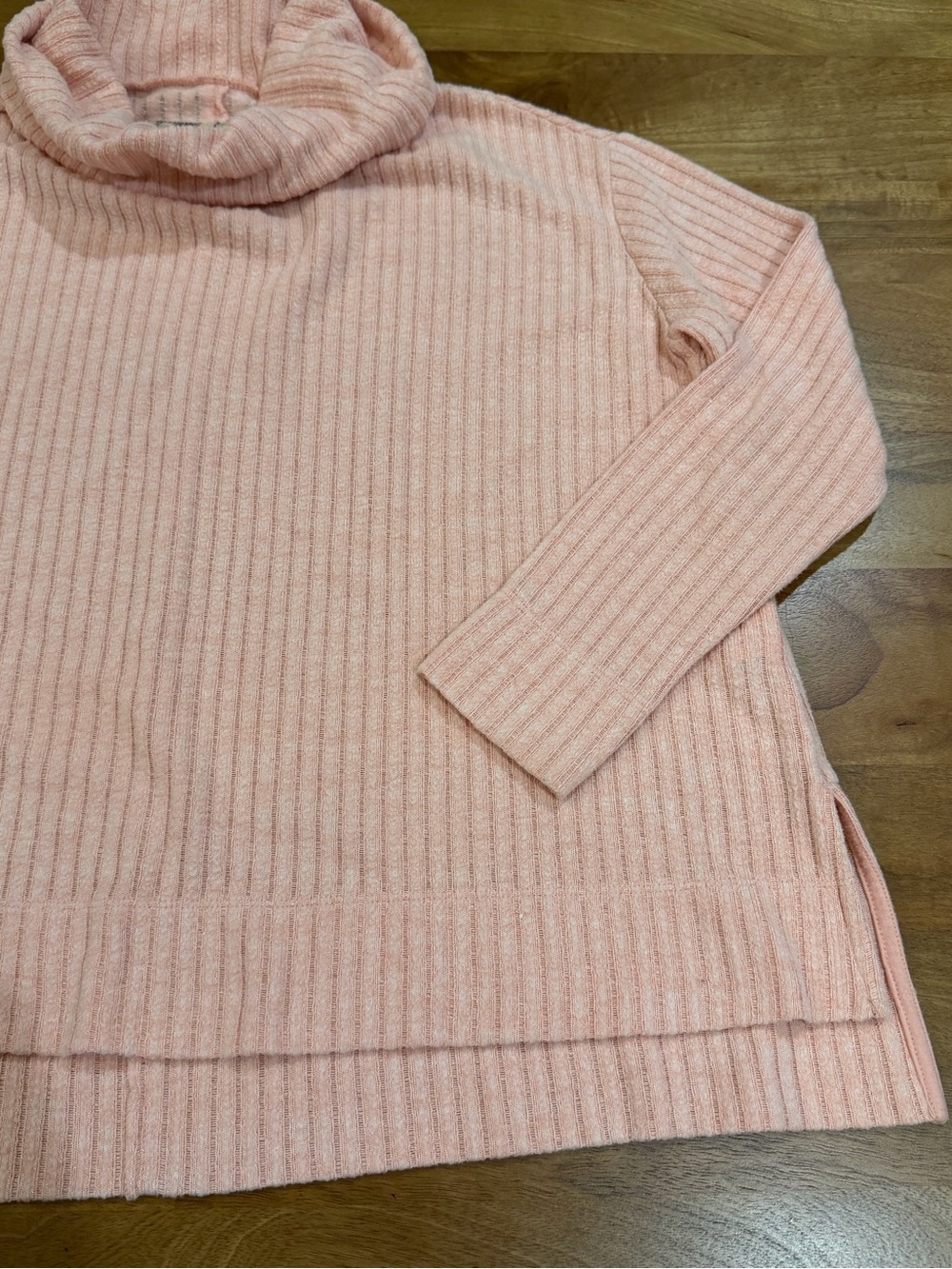 Anthropologie Maeve Light Pink Ribbed Knit Boxy Cowl Neck Sweater - Size XS - Picture 5 of 8